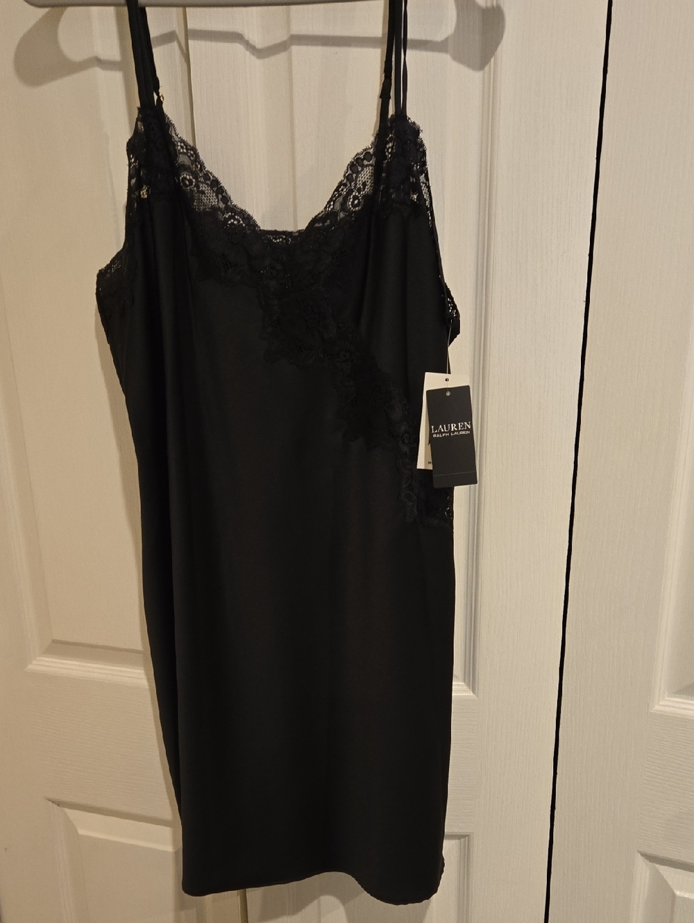 Ralph Lauren Black Lace-Trim Slip